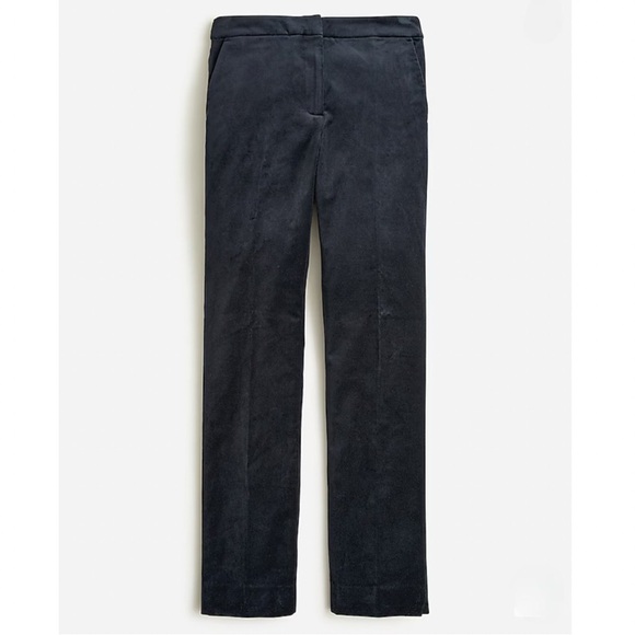 J. Crew Kate Straight-leg Pant in Stretch Velvet Black Size 6 - Picture 1 of 13